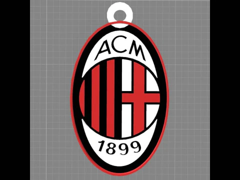 Italy Serie A AC Milan Keychain shield color printable and renderable 3D Print Model