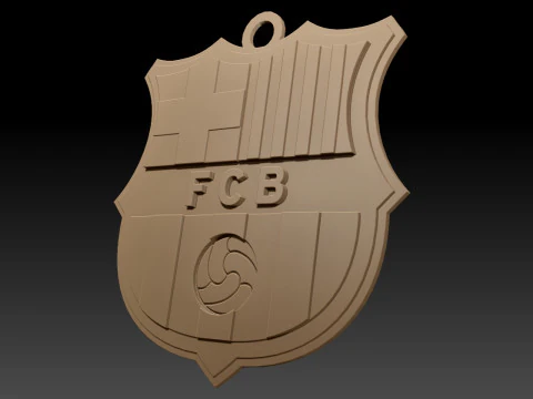 FC Barcelona Keychain Shield color printable and renderable 3D Print Model