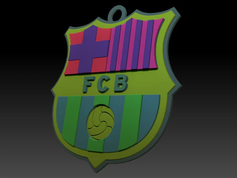 FC Barcelona Keychain Shield color printable and renderable 3D Print Model