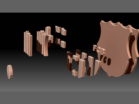 FC Barcelona Keychain Shield color printable and renderable 3Dプリントモデル