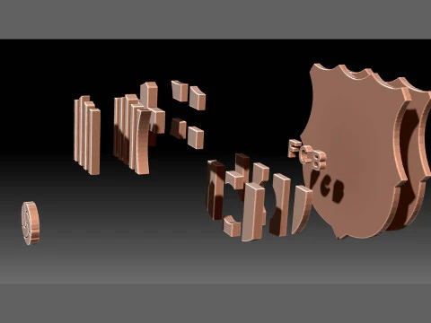 FC Barcelona Keychain Shield color printable and renderable 3D Print Model
