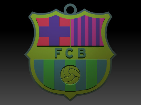 FC Barcelona Keychain Shield color printable and renderable 3Dプリントモデル