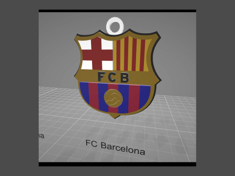 FC Barcelona Keychain Shield color printable and renderable 3Dプリントモデル