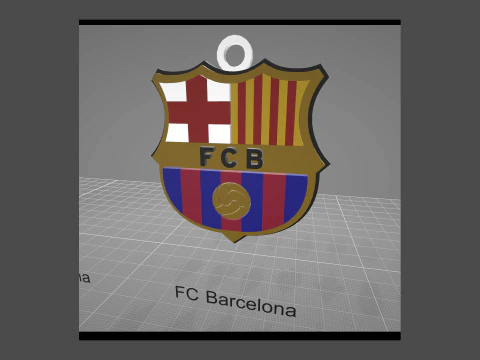 FC Barcelona Keychain Shield color printable and renderable 3D Print Model