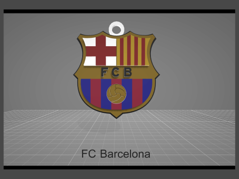 FC Barcelona Keychain Shield color printable and renderable 3Dプリントモデル
