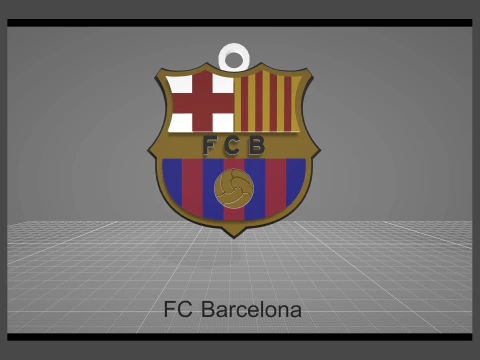 FC Barcelona Keychain Shield color printable and renderable 3D Print Model