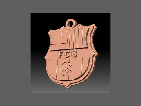 FC Barcelona Keychain Shield color printable and renderable 3Dプリントモデル
