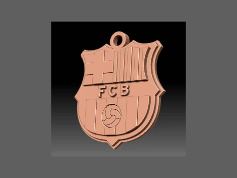FC Barcelona Keychain Shield color printable and renderable 3D Print Model
