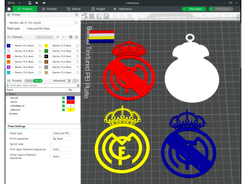 La Liga Real Madrid Keychain Shield color printable and renderable 3Dプリントモデル
