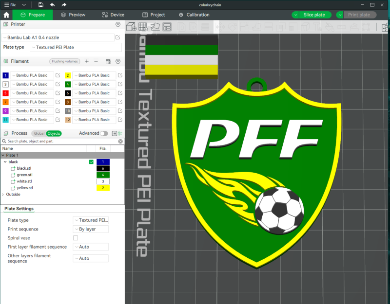Pakistan Football Federation Keychain Shield color printable and renderable 3D Print Model .c4d .max .obj .3ds .fbx .stl .blend