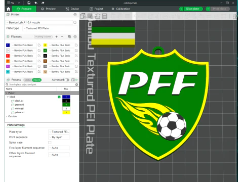 Scudo portachiavi della Federazione calcistica pakistana a colori stampabile e renderizzabile Modello di stampa 3D