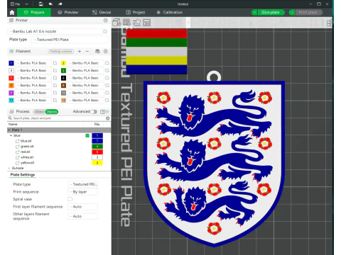 Schlüsselanhänger-Schild der englischen Fußballnationalmannschaft in Farbe zum Ausdrucken und Rendern 3D Druckmodell