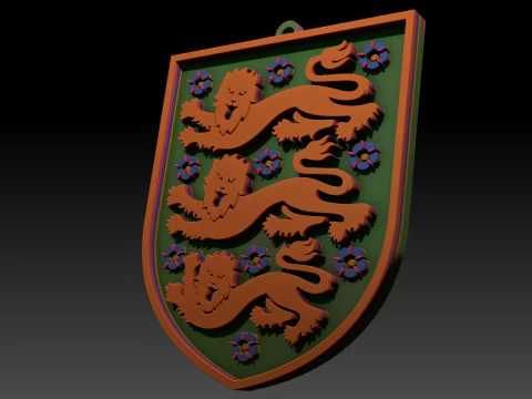 England national football team Keychain Shield color printable and renderable 3D Print Model