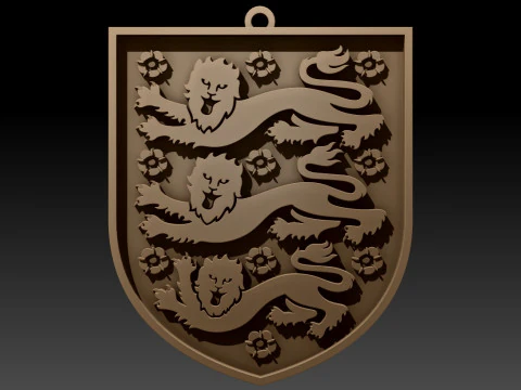 England national football team Keychain Shield color printable and renderable 3D Print Model