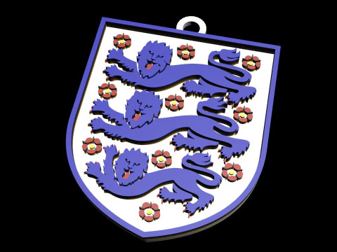 England national football team Keychain Shield color printable and renderable 3D Print Model