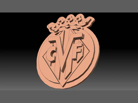 La Liga Villarreal Keychain Shield color printable and renderable 3D Print Model