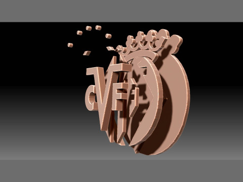 La Liga Villarreal Keychain Shield color printable and renderable Modelo de impresión 3D