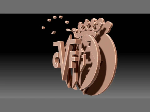 La Liga Villarreal Keychain Shield color printable and renderable 3D Print Model