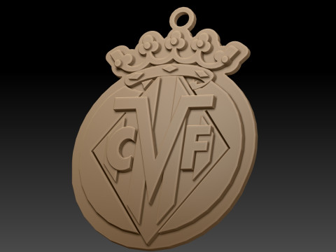 La Liga Villarreal Keychain Shield color printable and renderable Modelo de impresión 3D