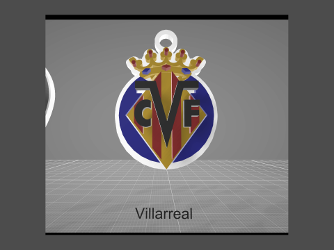 La Liga Villarreal Keychain Shield color printable and renderable Modelo de impresión 3D