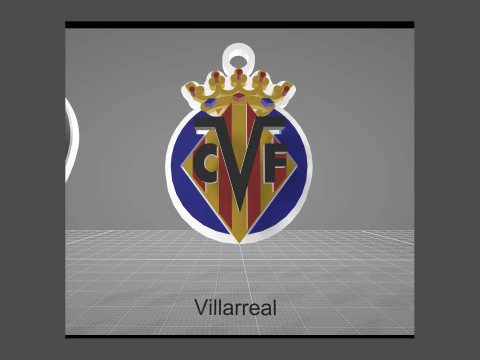 La Liga Villarreal Keychain Shield color printable and renderable 3D Print Model