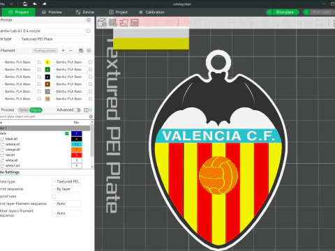 La Liga Valencia CF Porte-cl&eacute;s Bouclier couleur imprimable et rendu Modèles 3D en vedette