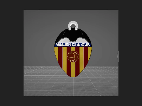 La Liga Valencia CF Keychain Shield color printable and renderable 3D Print Model