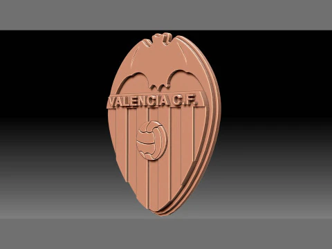 La Liga Valencia CF Keychain Shield color printable and renderable 3D Print Model