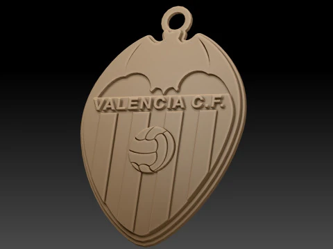 La Liga Valencia CF Keychain Shield color printable and renderable 3D Print Model