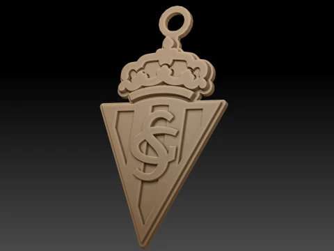 La Liga Sporting Gijon Keychain Shield color printable and renderable 3D Print Model