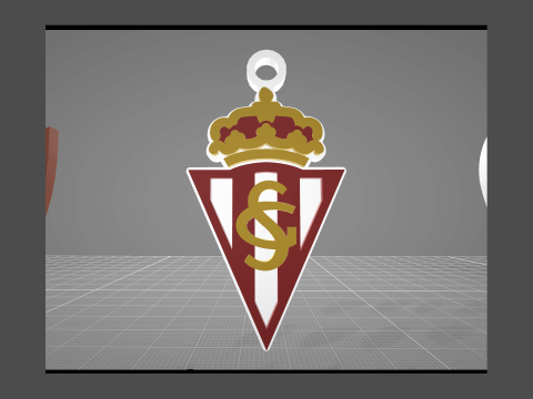 La Liga Sporting Gijon Keychain Shield color printable and renderable 3D प्रिंट मॉडल