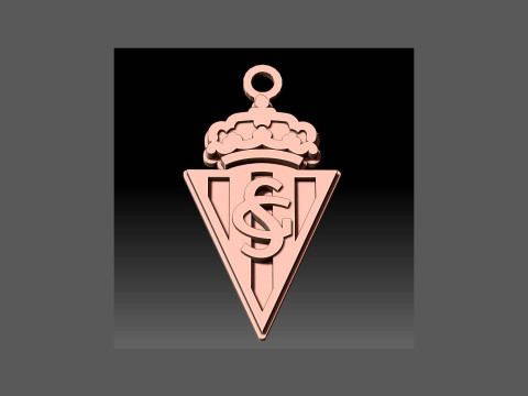 La Liga Sporting Gijon Keychain Shield color printable and renderable 3D प्रिंट मॉडल