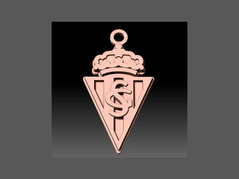 La Liga Sporting Gijon Keychain Shield color printable and renderable 3D Print Model