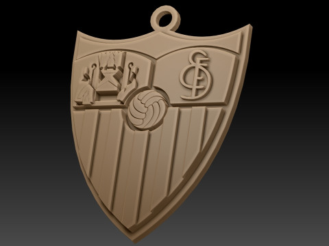 La Liga Sevilla Keychain Shield color printable and renderable 3D Print Model