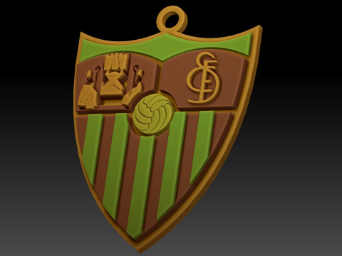 La Liga Sevilla Keychain Shield color printable and renderable 3D Print Model