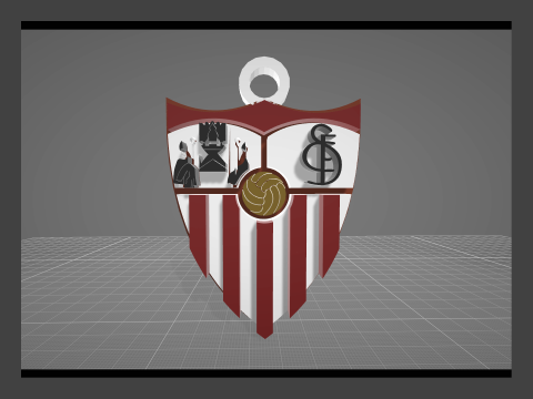 La Liga Sevilla Keychain Shield color printable and renderable 3D Print Model