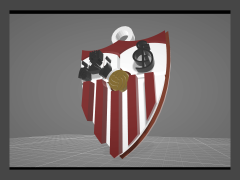 La Liga Sevilla Keychain Shield color printable and renderable 3D Print Model