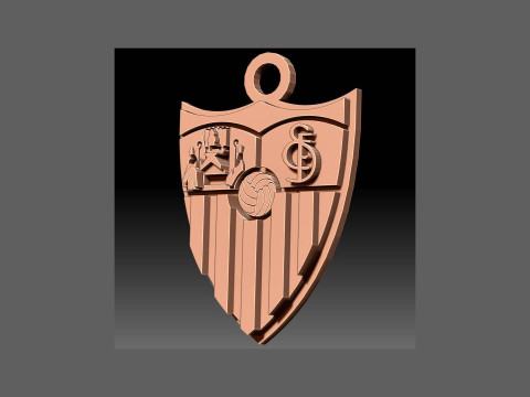 La Liga Sevilla Keychain Shield color printable and renderable 3D Print Model