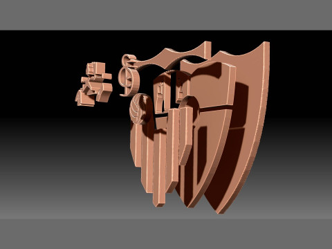 La Liga Sevilla Keychain Shield color printable and renderable 3D Print Model