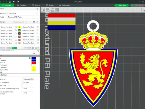 La Liga Real Valladollid Keychain Shield color printable and renderable 3D Print Model