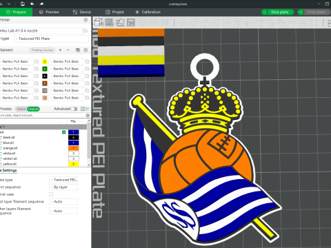 La Liga Real Sociedad Keychain Shield color printable and renderable 3D Baskı Modeli