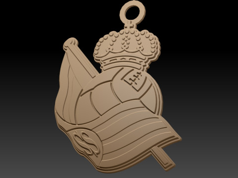 La Liga Real Sociedad Keychain Shield color printable and renderable 3D-Druckmodell