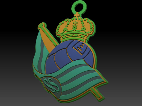 La Liga Real Sociedad Keychain Shield color printable and renderable 3D-Druckmodell
