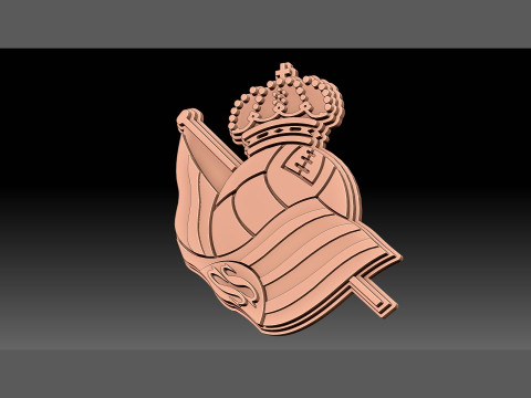 La Liga Real Sociedad Keychain Shield color printable and renderable 3D-Druckmodell