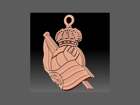 La Liga Real Sociedad Keychain Shield color printable and renderable 3D-Druckmodell