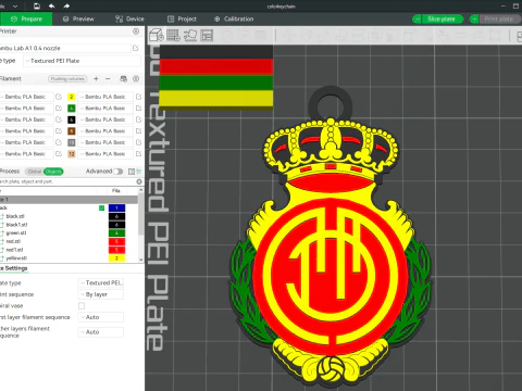La Liga Real Majorque Porte-cl&eacute;s Bouclier couleur imprimable et rendu Modèles 3D en vedette