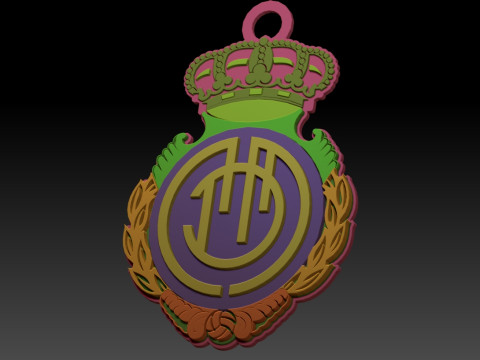 La Liga Real Mallorca Keychain Shield color printable and renderable Modèles 3D en vedette