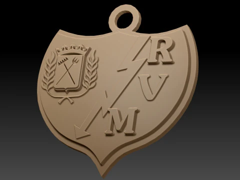 La Liga Rayo Vallecano Keychain Shield color printable and renderable 3D Print Model