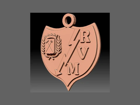 La Liga Rayo Vallecano Keychain Shield color printable and renderable 3D Print Model