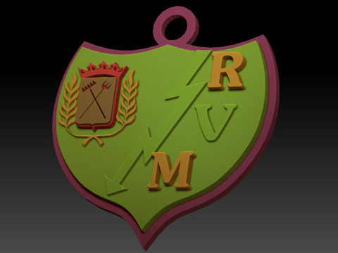 La Liga Rayo Vallecano Keychain Shield color printable and renderable 3D-Druckmodell